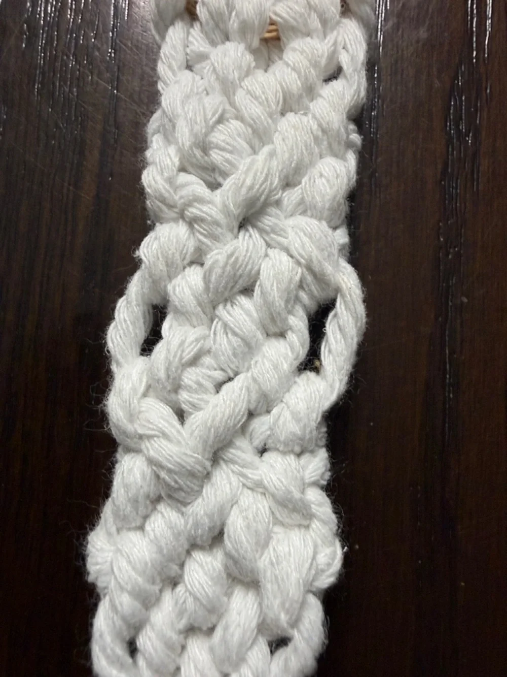 Macramé Keychain-Boho White with Gold Hardware